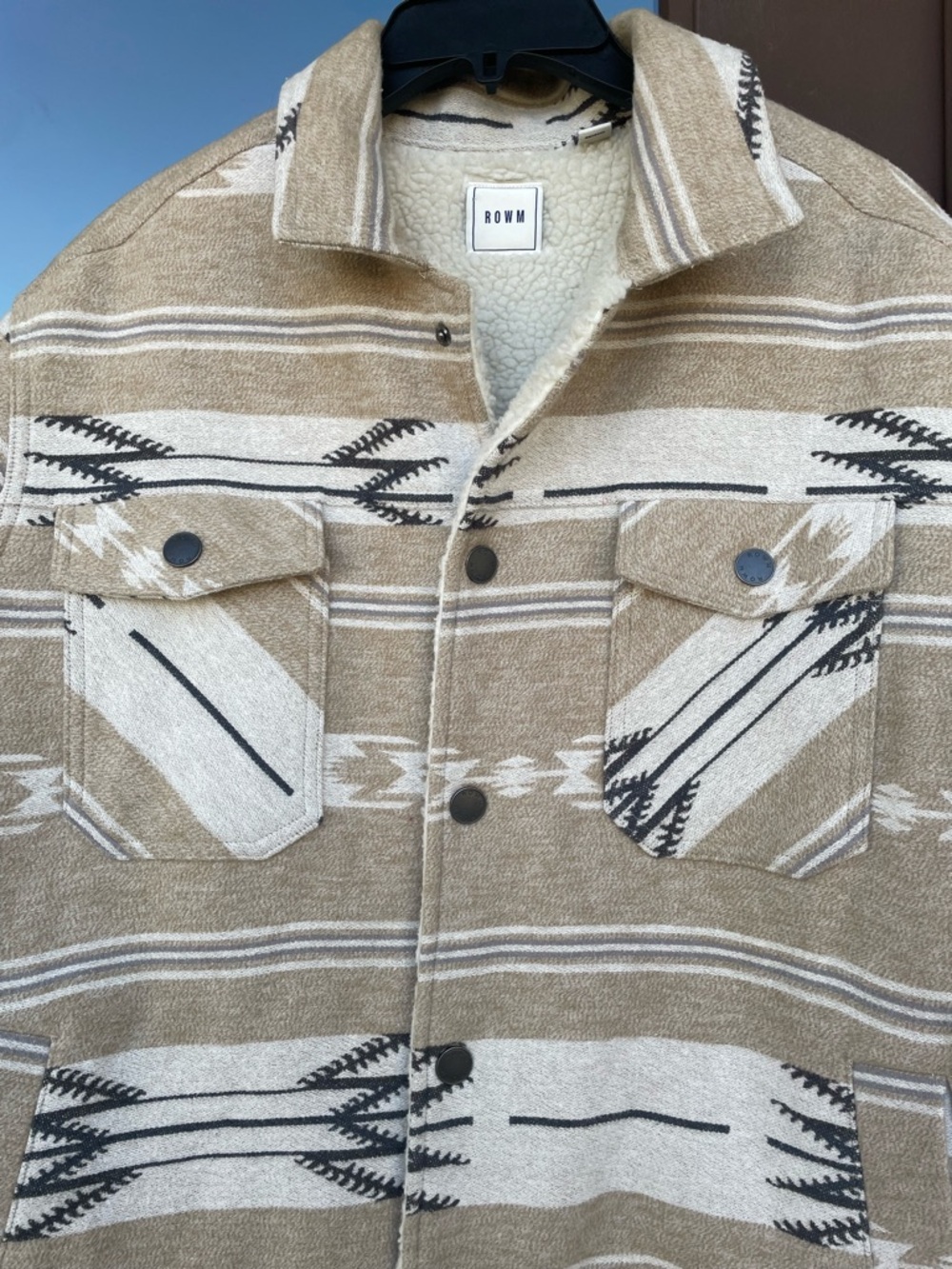 ROWM The Drifter Southwestern Sherpa-Lined Buttoned Jacket XL